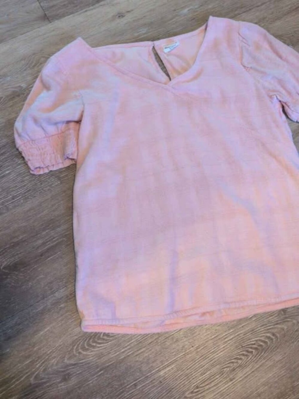 Abercrombie Kids Pink V-Neck Smocked Sleeve Top Size 15/16